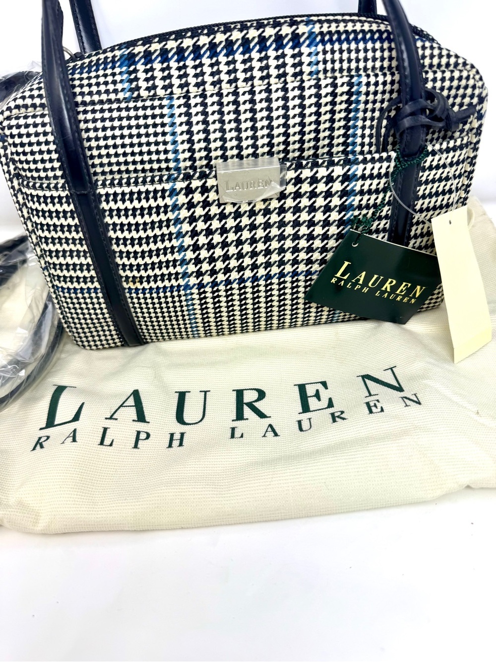 Lauren Ralph Lauren Mini Boston Houndstooth Plaid Bag NWT with Dust Bag